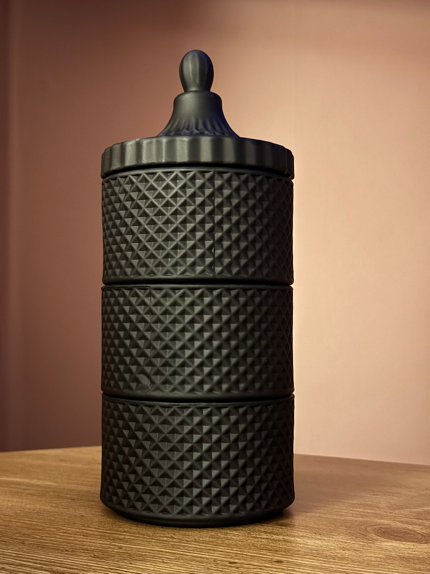 3 Tier Geo Candle~ Black