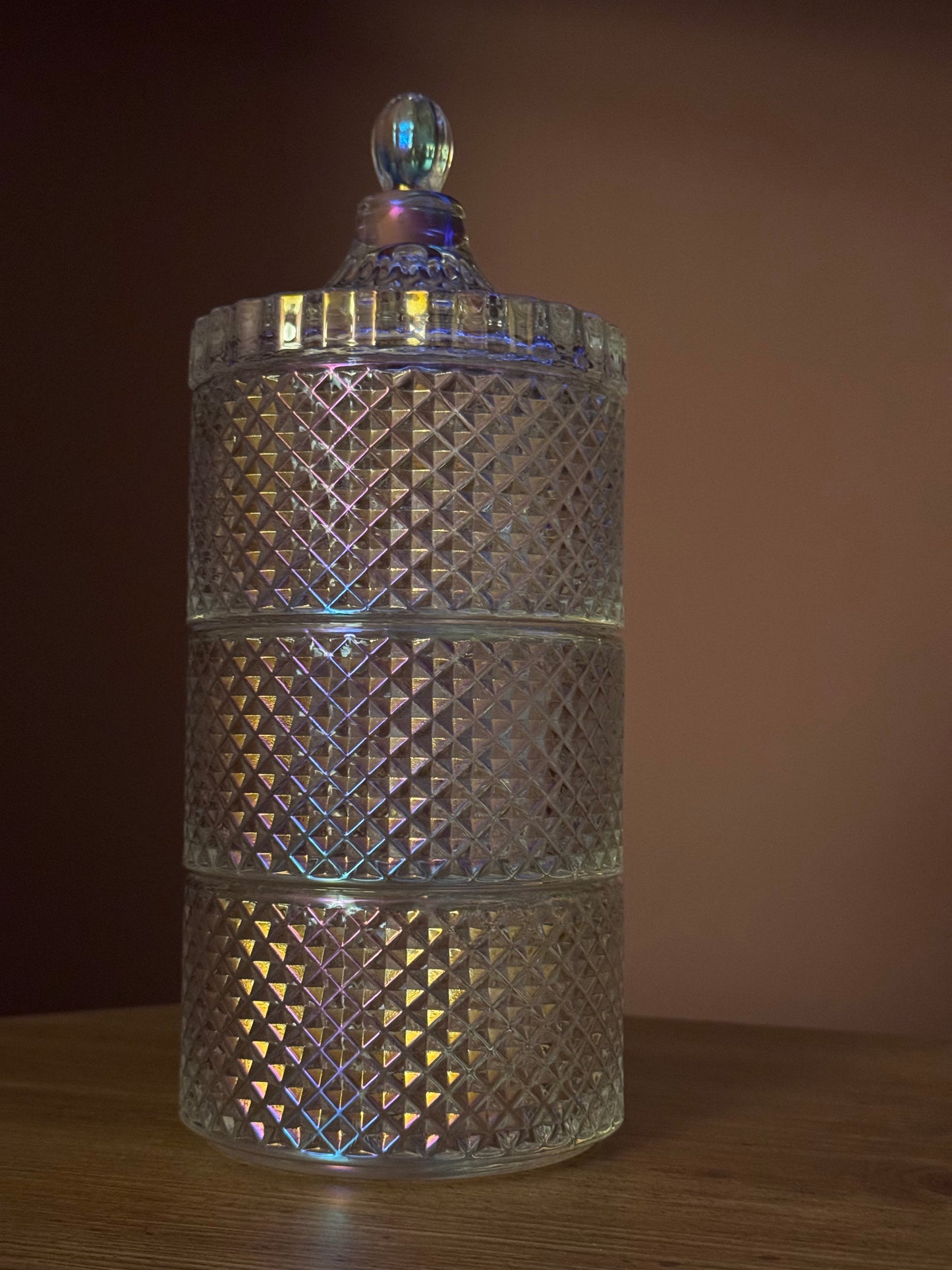 3 Tier Geo Candle~ Pearl