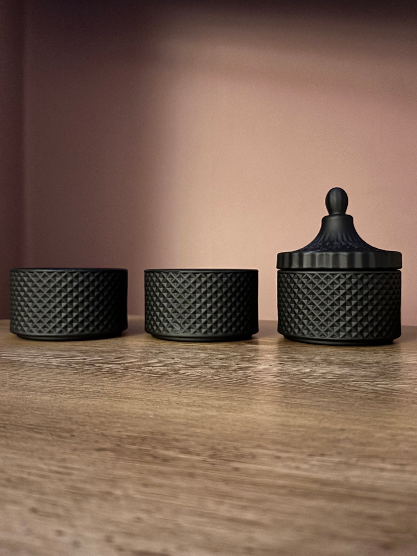 3 Tier Geo Candle~ Black