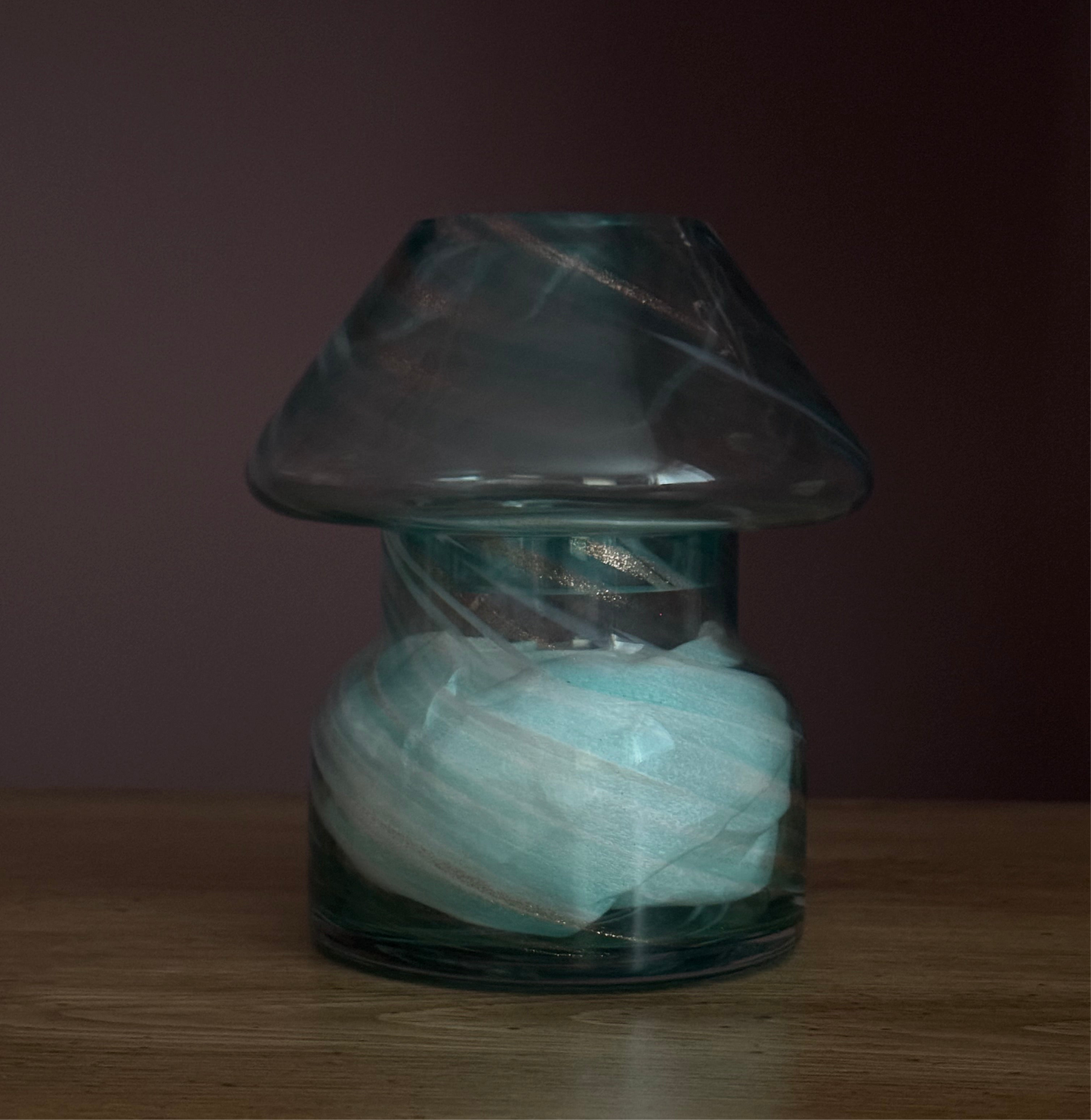 Candle Lamp Jar~Blue Swirl